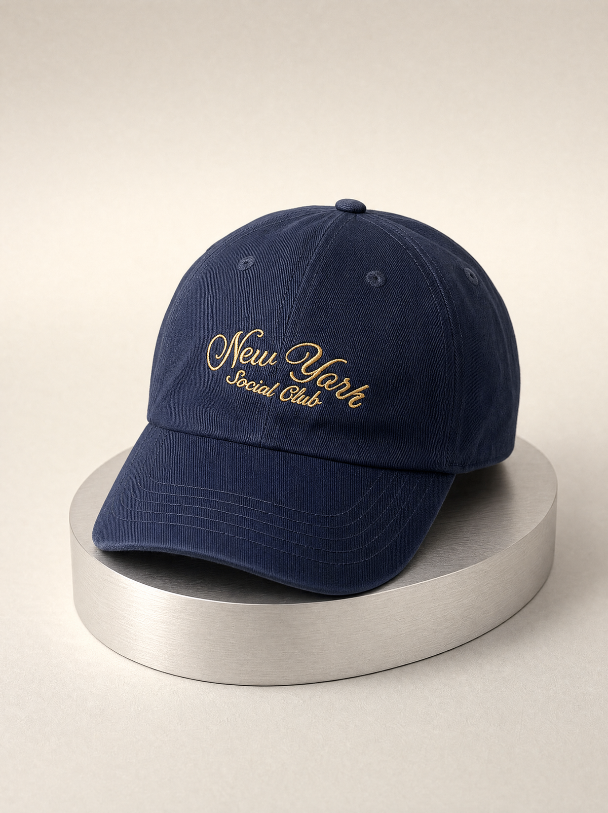 Lumina & Co. Hats collection campaign image featuring the navy New York Social Club cap