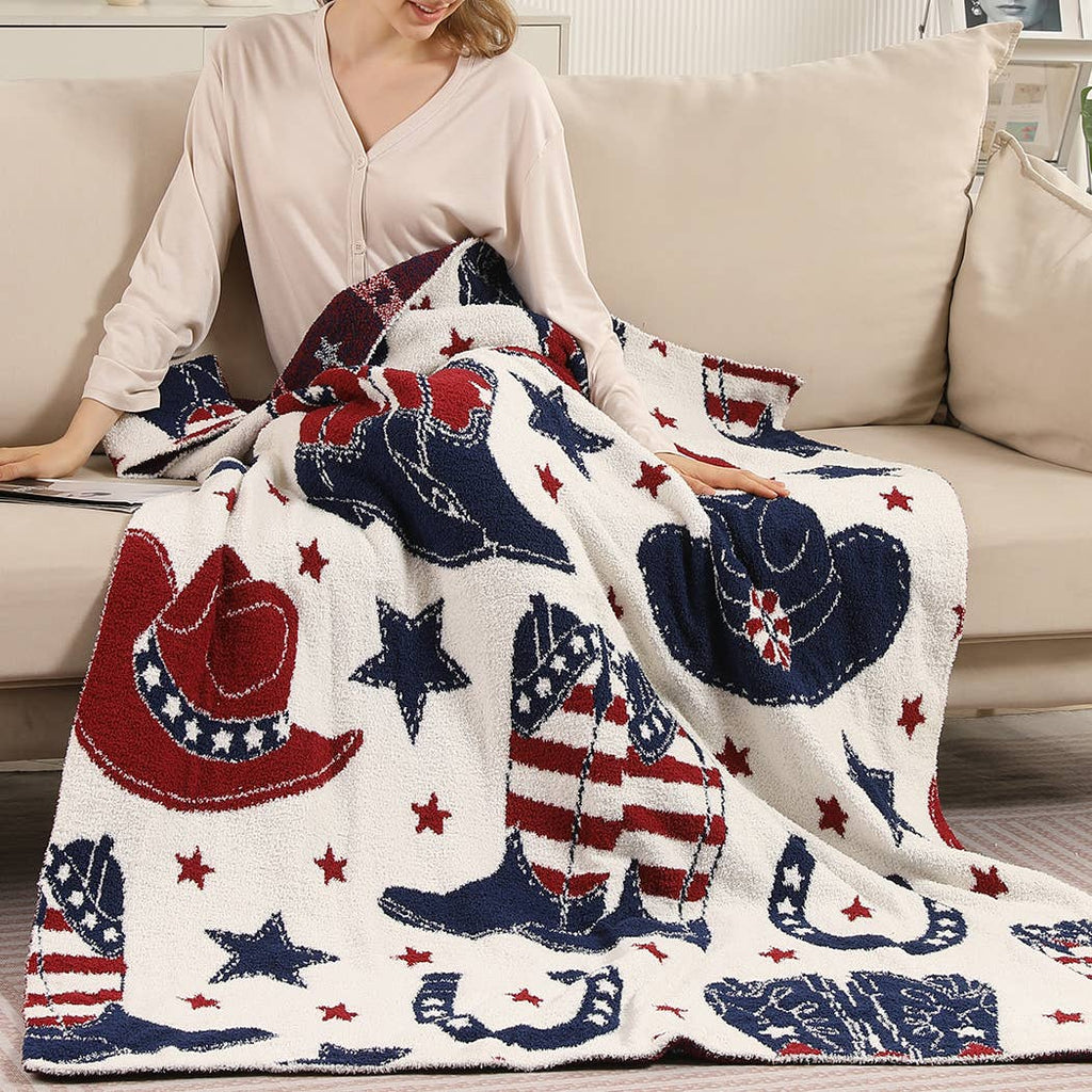 Cowgirl and Cowboy Throw Blanket polyester microfiber detail