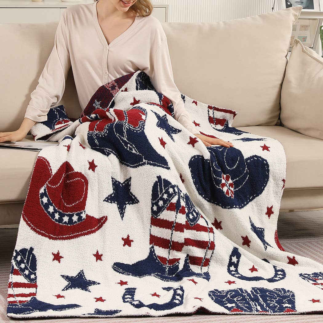 Cowgirl and Cowboy Throw Blanket polyester microfiber detail