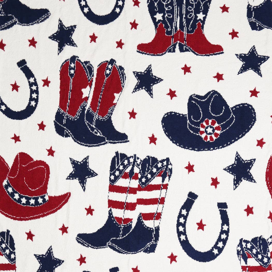 Cowgirl and Cowboy Throw Blanket full product view