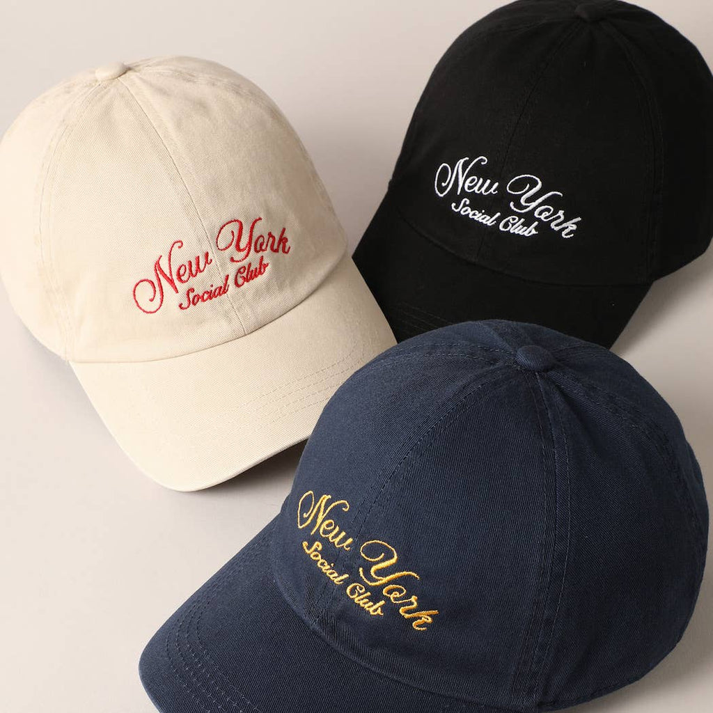 New York Social Club Cap in navy, embroidered front detail