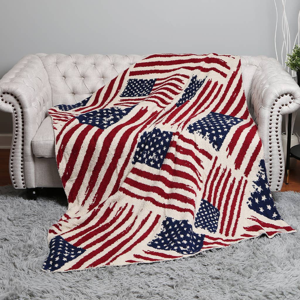 American Flag Pattern Throw Blanket front product view