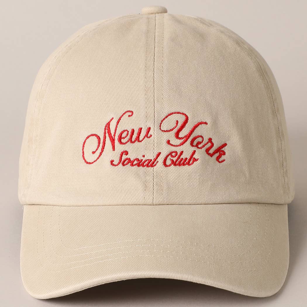 New York Social Club Cap in stone, embroidered front detail
