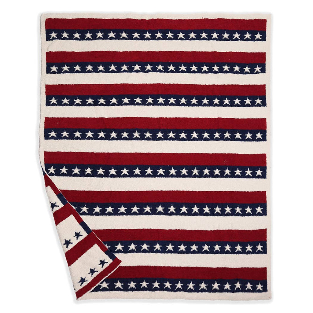 American Flag Star Throw Blanket, close-up product view