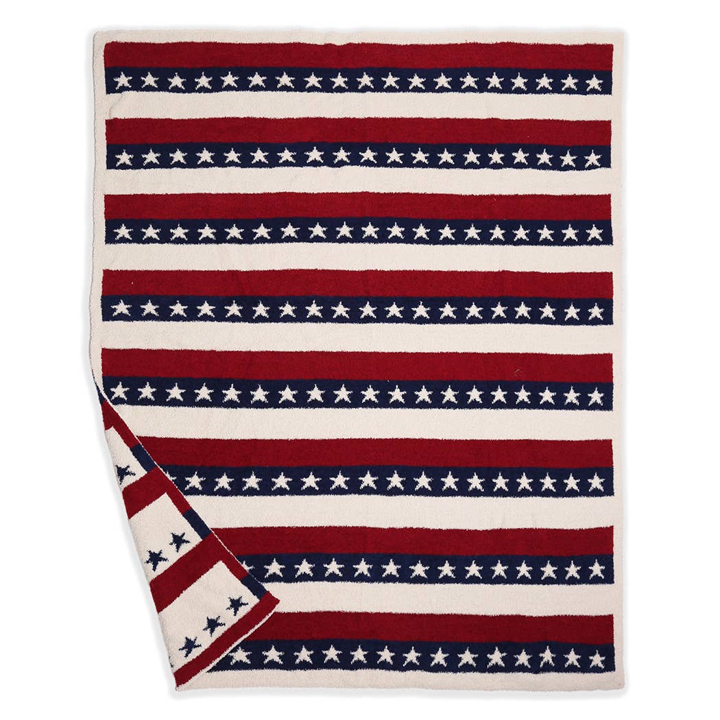 American Flag Star Throw Blanket, close-up product view