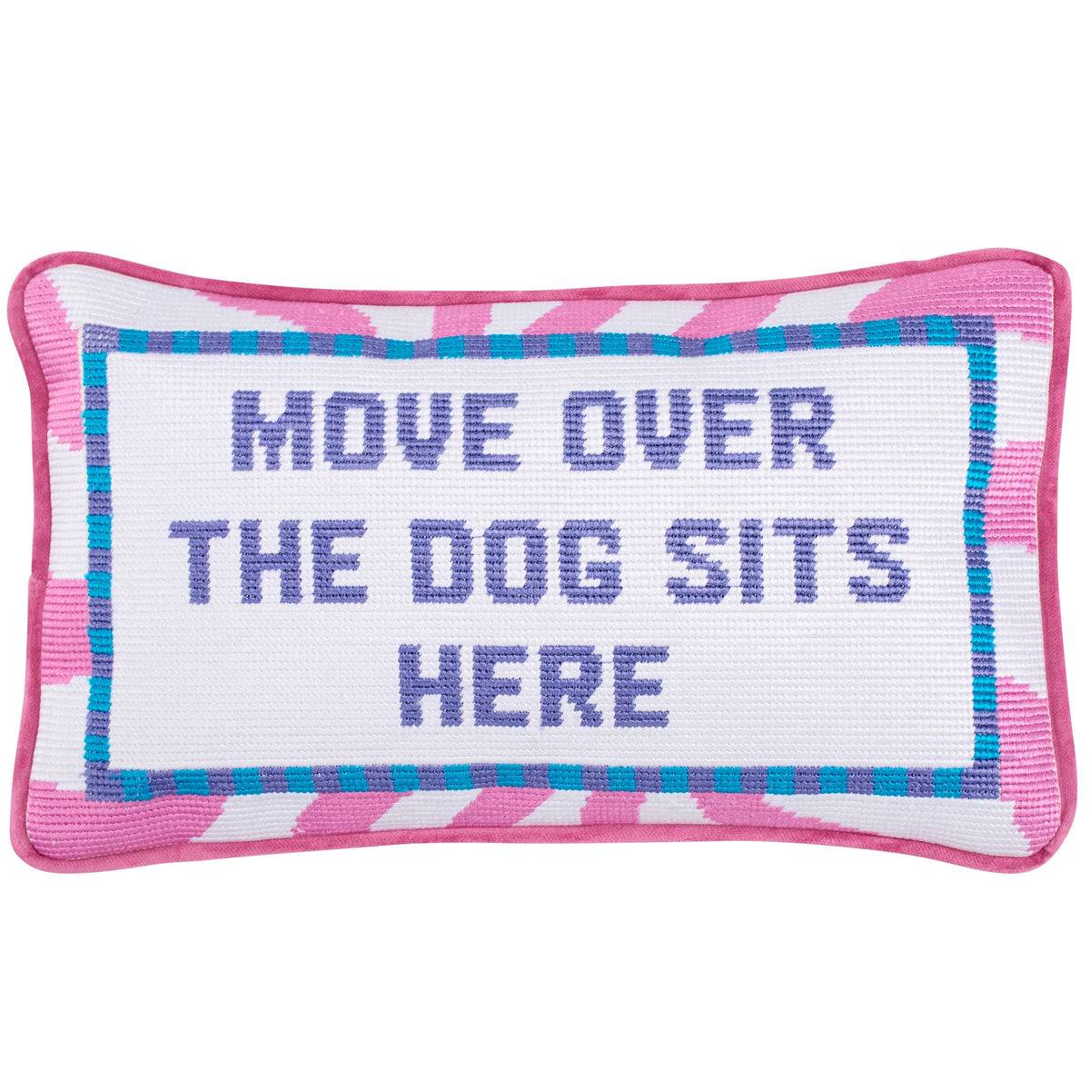 Move Over The Dog Sits Here Pillow colorful retro design detail