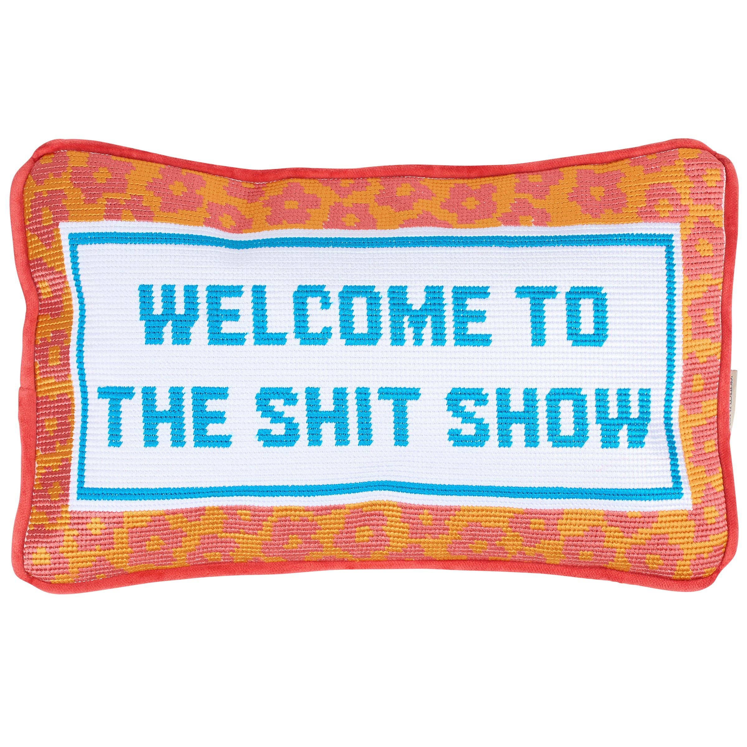 Welcome To The Shit Show Pillow colorful retro design detail