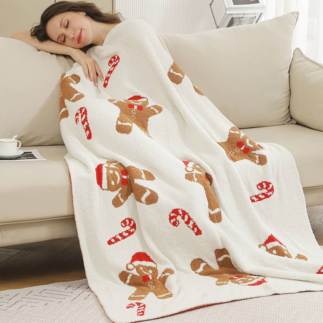Gingerbread Throw Blanket, gingerbread pattern detail