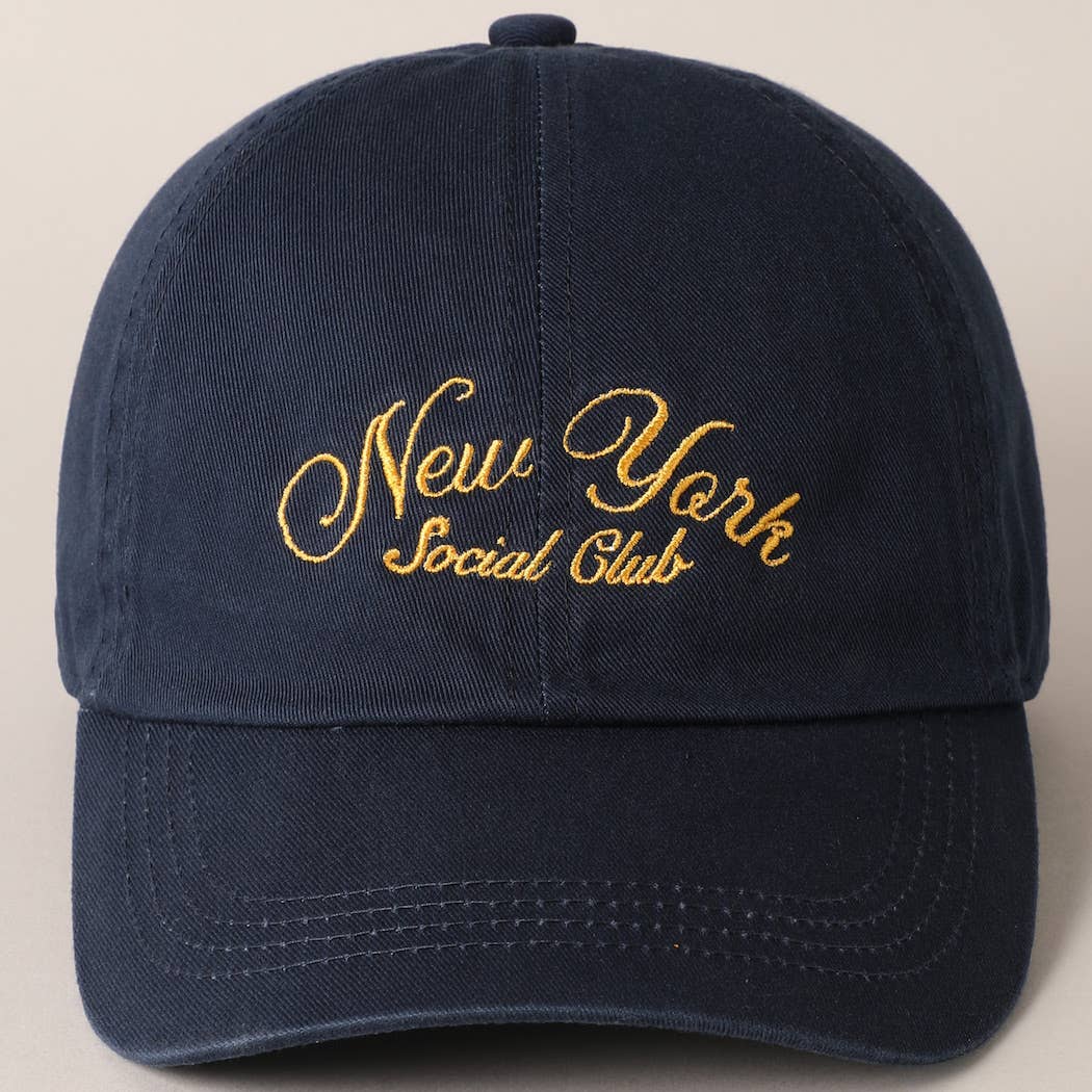 New York Social Club Cap in navy, close-up front view