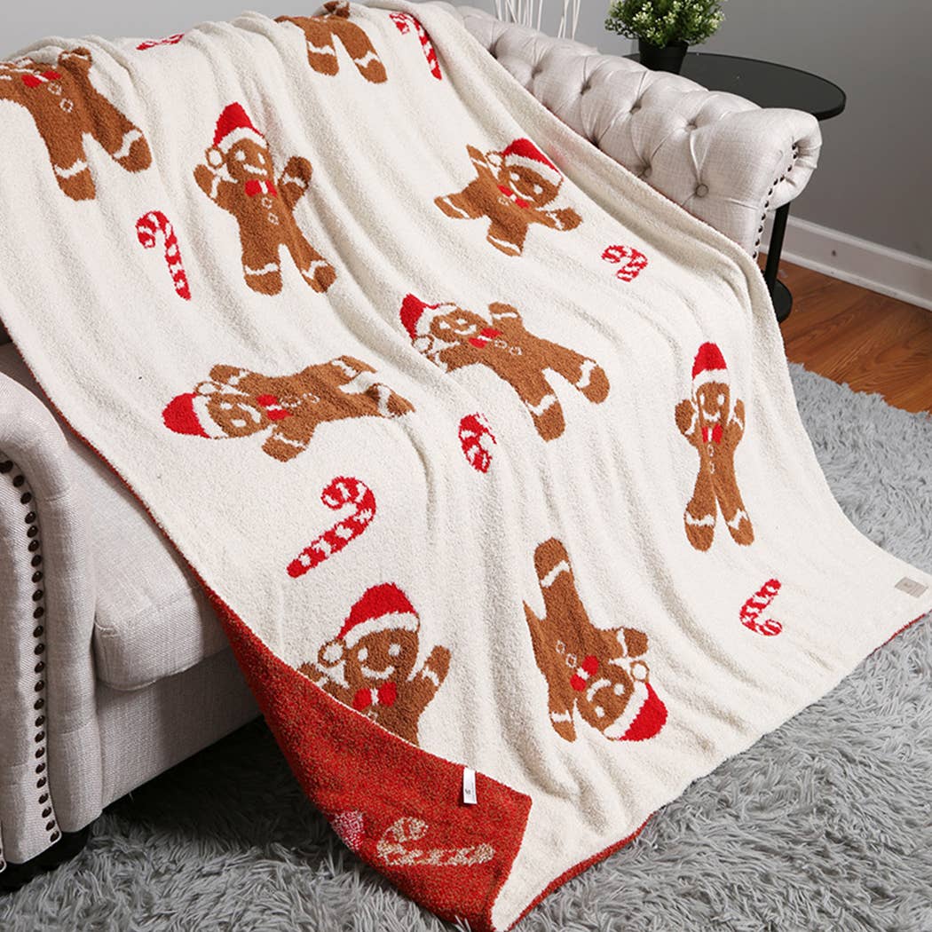 Gingerbread Throw Blanket, folded detail