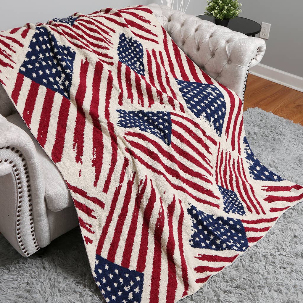 American Flag Pattern Throw Blanket soft microfiber product view