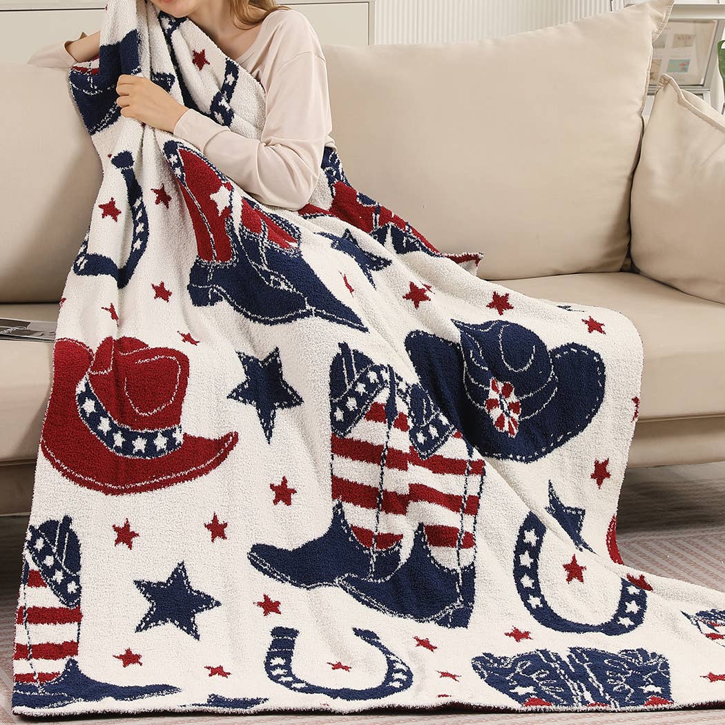 Cowgirl and Cowboy Throw Blanket soft cozy product view