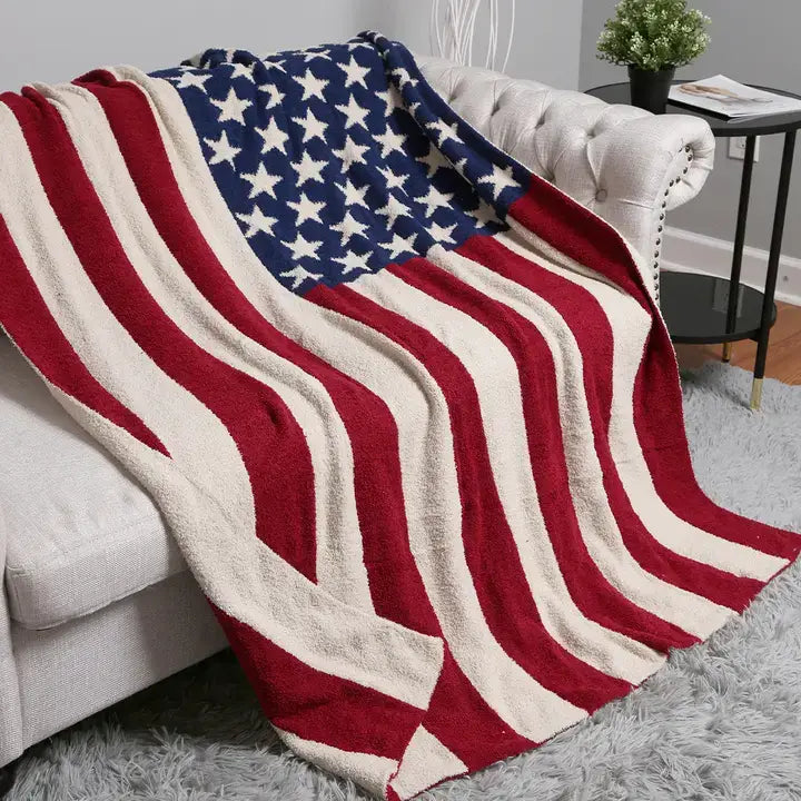 American Flag Design Throw Blanket front product view