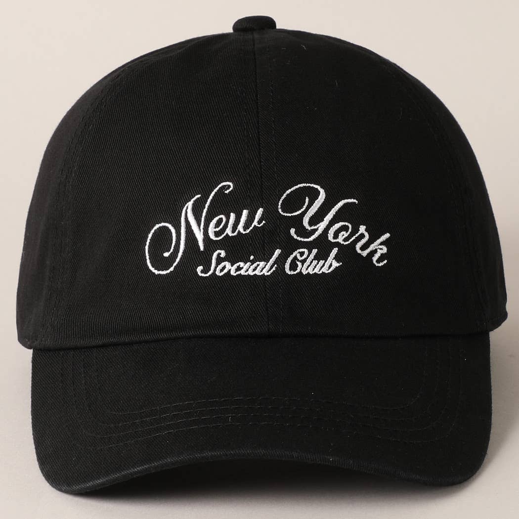 New York Social Club Cap in black, embroidered front view