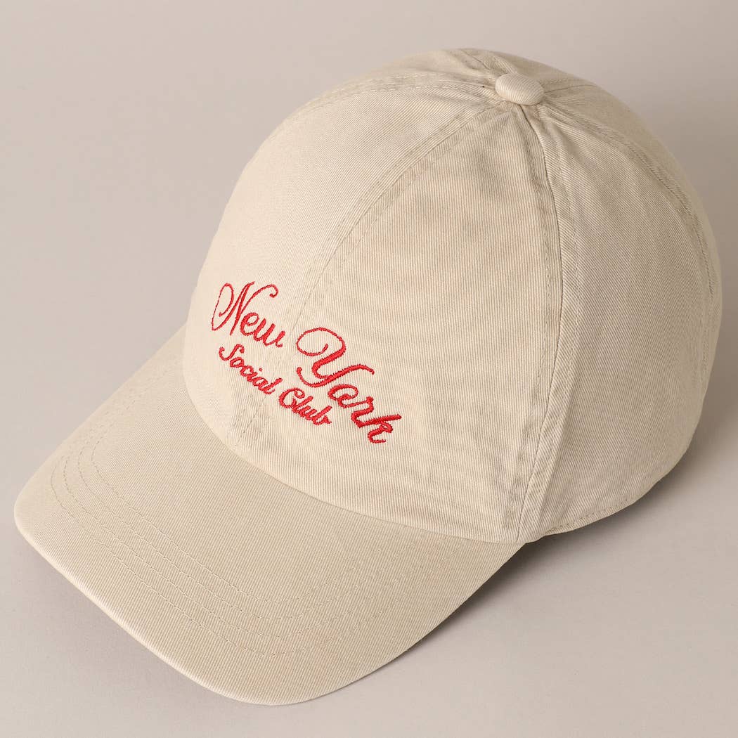 New York Social Club Cap in stone, back view with adjustable strap