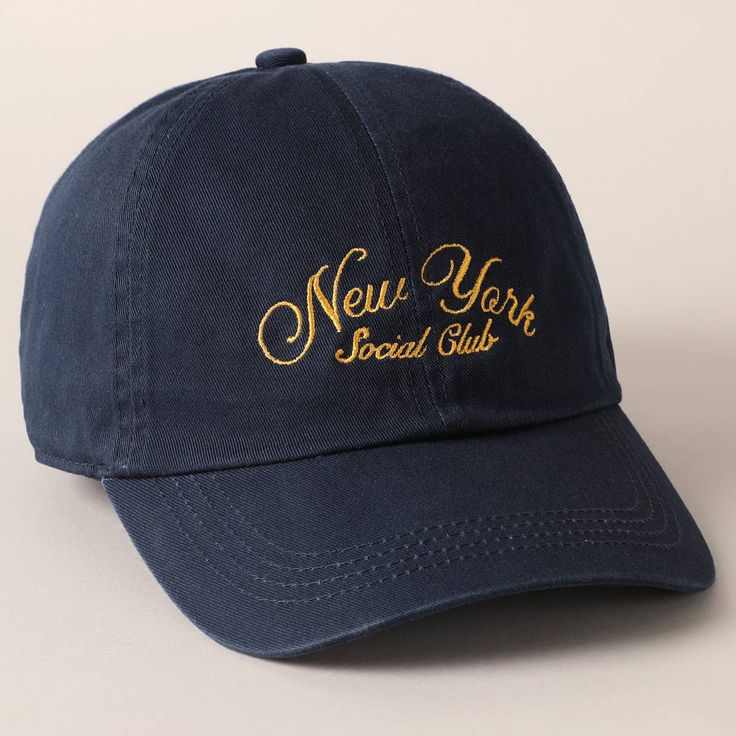 New York Social Club Cap in navy, embroidered front detail