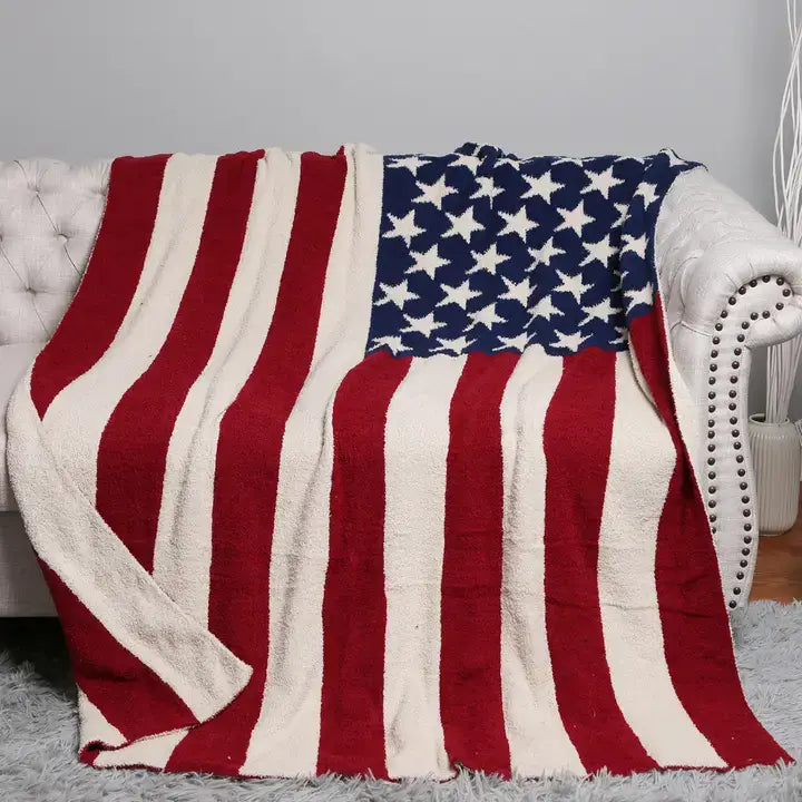 American Flag Design Throw Blanket polyester microfiber detail