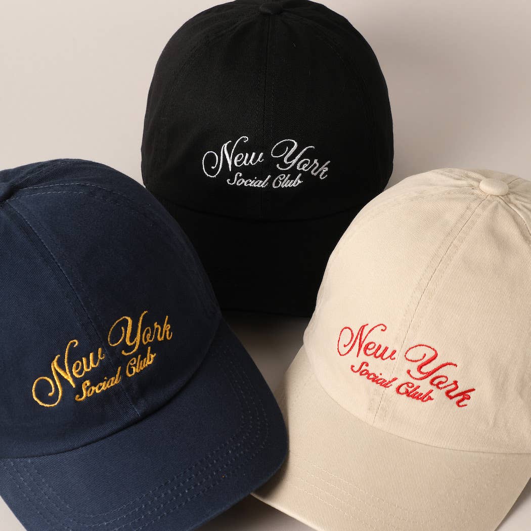 New York Social Club Cap in navy, stone, and black color options