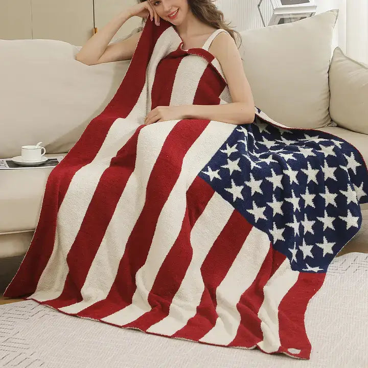 American Flag Design Throw Blanket folded product view